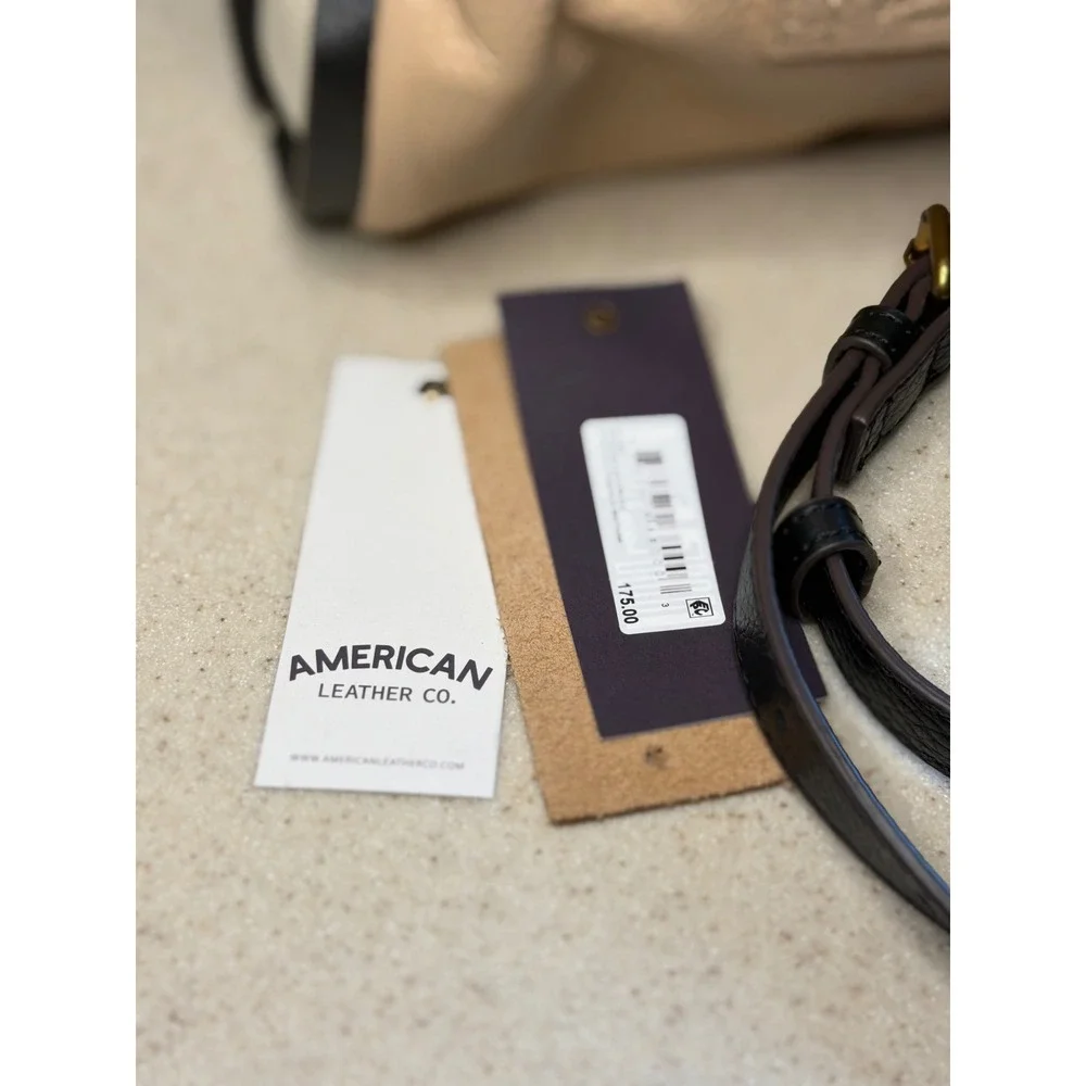 American Leather Co Satchel Macadamia Colorblock Triple Entry Pebbled Leather OS